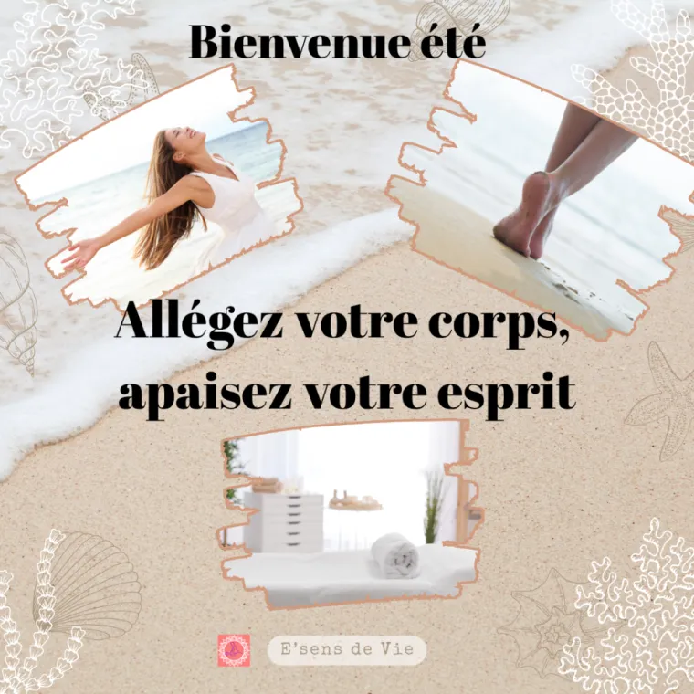 Préparez votre corps à l'énergie de l'été avec E'sens de Vie à Epernay- drainage lymphatique, réflexologie, massages bien-être. Légèreté et équilibre au rendez-vous.E'sens de vie, Epernay 