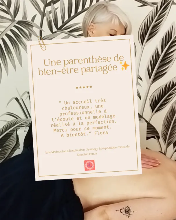 Un moment de légèreté et de bien-être avec le drainage lymphatique méthode Rénata França par E'sens de Vie à Epernay et Saint Martin d'Ablois