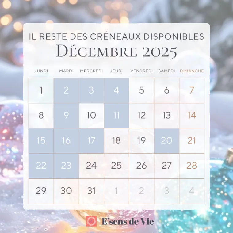 Créneaux disponibles en décembre dans vos cabinets E'sens de Vie - Réflexologie et massages bien-être à Epernay