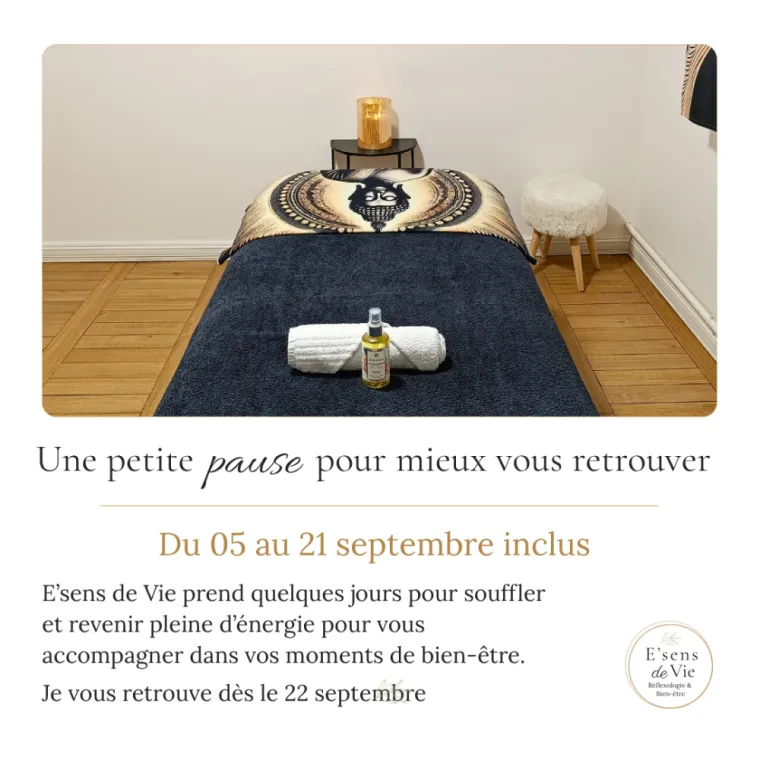 Congés E’sens de Vie – Réflexologie et bien-être à Épernay et Saint-Martin-d’Ablois